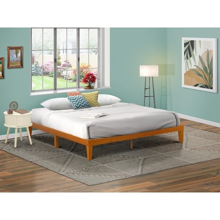 East West Furniture East West Furniture DNP-23-K Denton King Size Platform Bed Frame with 4 Solid Wood Legs & 2 Extra Center Legs - Oak DNP-23-K